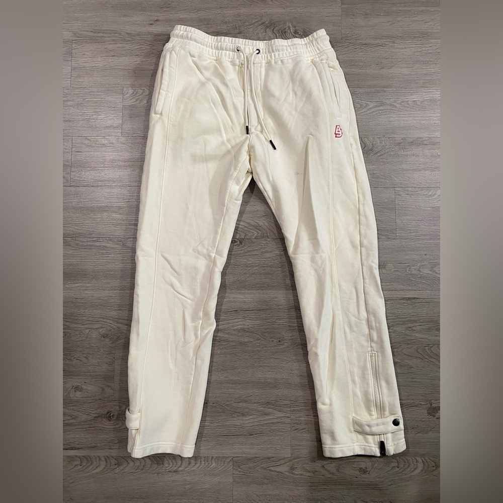 Men's Alpha Style Cream Jogger Pants‎ Large